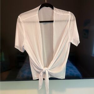 Sheer White Tie-Front Top